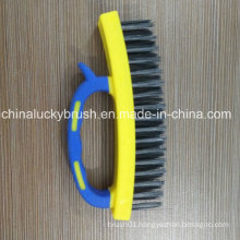 Double Color Plastic Handle Steel Wire Scrubbing Brush (YY-494)